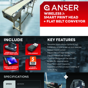 Smart Print Head + Android Tablet + Wifi Dongle +  Conveyor 1500 mm L x 195mm W